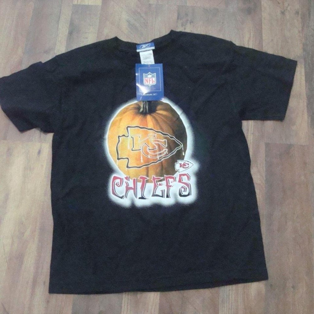 KANSAS CITY CHIEFS HALLOWEEN REEBOK BOYS YOUTH -LARGE VINTAGE Y2K OOS SHIRT G9‎
